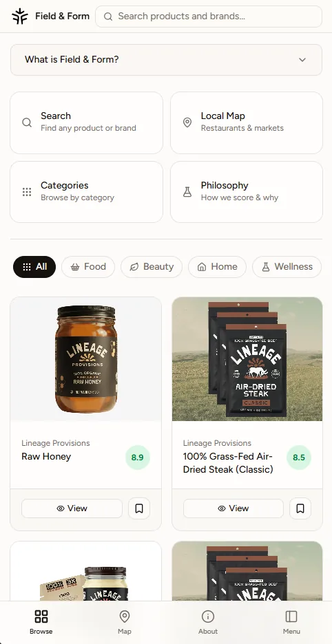 Field & Form — mobile site