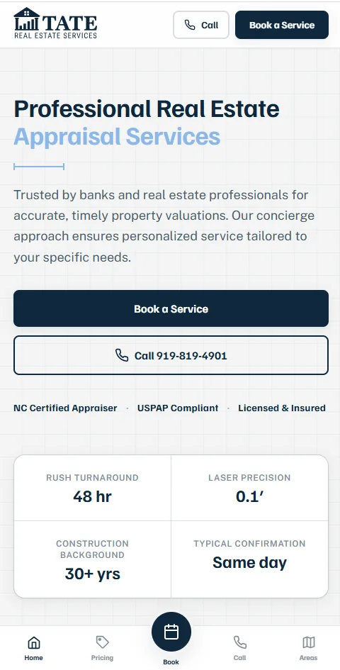 Tate Real Estate Services — mobile site